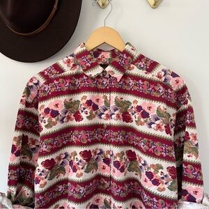 Eddie Bauer Oversized Floral Cotton Button Down